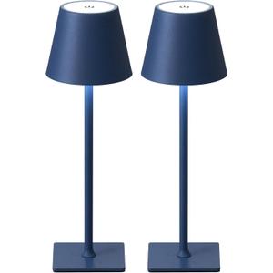 KDG 2 Pack Cordless Table Lamp,Portable LED Desk Lamp, 4000mAh Battery Operated, 3 Color Stepless Dimming Up, for Restaurant/Bedroom/Bars/Outdoor Party/Camping/Coffee Shop Night Light(Blue)
