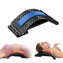 Lumbar Support Board & Back Stretcher - 4-Level Adjustable Cracker for Lower Back Pain Relief, Home Office Use (Blue) (Black)