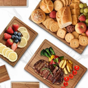 Acacia Cutting Board Set of 3 with Holder, Solid Acacia Wood Chopping Boards, Thick Kitchen Cutting Boards, Serving Boards for Meat, Vegetables and Fruits