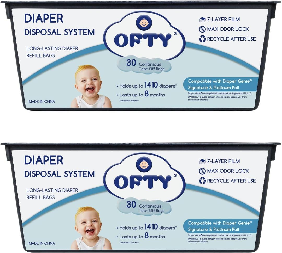 Diaper Refill Bags [60 Count] Compatible with Easy Roll Pail: 7-Layer Leakproof Design | Holds 2820+ Newborn Diapers (16 Month Supply) | Superior Odor Control for Baby & Nursery