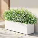 HyeFlora 20 Bundles Artificial Fake Outdoor Plants Flowers for Spring Decoration, UV Resistant Realistic White Plastic Flowers Faux Plant Monkey Grass for Planter Home Garden Porch Patio Window Box