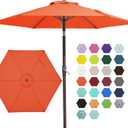 JEAREY 7.5FT Patio Umbrella Market Table Umbrella with 6 Sturdy Ribs, Push Button Tilt/Crank Outdoor Umbrella for Garden, Deck, Backyard, Pool and Beach,Orange