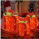 Valentines Day Decor Lighted Gift Boxes, Set of 3 Valentine's Day Gifts Decorations for Indoor Outdoor Room Decor, 60 LED Light Up Gifts Battery Operated for Valentine's Day Wedding(Red Heart)