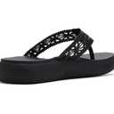 Skechers Women's ASANA Luxe-Ocean Breeze 2 Flip-Flop, Black/Black, 9