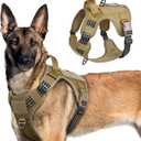 rabbitgoo Tactical Dog Harness for Large Dogs, No Pull Military Service Vest with Handle & Molle, Easy Control for Training Walking, Adjustable Reflective Straps, Brown, XL