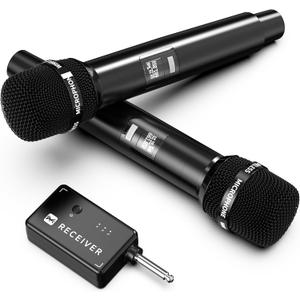 Wireless Microphones, Wireless Microphone with One-to-One Chip Connection, Less latency, 200FT Range, 40H Rechargeable Battery,Plug and Play, Ergonomic Design, Microphone for Singing, Speaker, Party