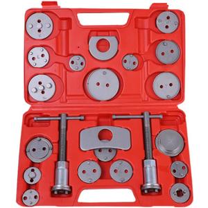 Disc Brake Caliper Compression Tool 22pc Professional Piston Compressor Tool Set for Automotive Brake Pad Replacement (Red) Disc Brake Caliper Compression Tool 22pc Professional Piston Compressor Tool Set for Automotive Brake Pad Replacement (Red)