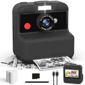 Kids Camera Instant Print, 48MP/2.5K UHD Kids Instant Print Camera, Christmas Birthday Gifts for Girls and Boys, 3.0" Screen with Print Paper & 32G Card, Toddler Toy for Age 3-14 (Black)