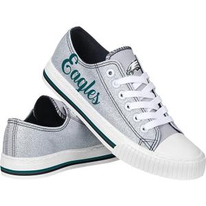 FOCO Womens NFL Team Logo Ladies Fashion Color Glitter Low Top Canvas Sneakers Shoes (6)