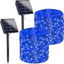 Extra-Long 144FT Solar String Lights for Outside, 2 Pack 400LED Solar Fairy Lights Outdoor Waterproof, Copper Wire with 8 Modes Solar Powered Twinkle Lights for Tree Garden Party Wedding Decor (Blue)