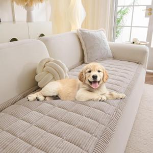 MYSKY HOME Couch Cover for Dogs Washable, Dog Sofa Couch Covers,Washable Non-Slip Couch Sofa Cover Protector Dog Mat for 3 Cushions and Sofas(Oatmeal,27.6" x 82.7")