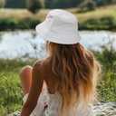 PFFY Bucket Hat for Women Men Cotton Summer Sun Beach Fishing Cap (Gray)