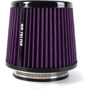 4-Inch Cold Air Intake Filter - Washable, High Performance, 3" or 3-1/2" or 4" Clamp-On Replacement Cone Air Filter Universal 3 Sizes in 1 Purple