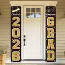 KMUYSL Graduation Decorations Class of 2026, Graduation Party Decorations 2026, Gold & Black Congrats Grad Banner Hanging Flags Porch Sign for Any School Indoor/Outdoor Decor