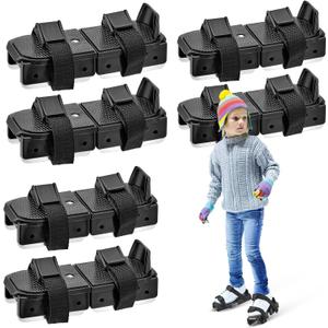 Poen 4 Pairs Toddler Ice Skates, Kids Adjustable Double Runner Ice Skates with Hook and Loop Fastener Straps, Black Toddler Skating Shoes Double Blade for Winter Kids Training Shoes Beginner Youth