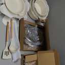 CAROTE 14 Pcs Pots and Pans Set Nonstick,Cookware Set Kitchen Cooking Set with Utensil and Pan Protectors (Cream White)