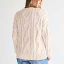 Trendy Queen Women's Oversized Cable Knit Crewneck Sweaters (Beige, L)