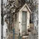 Luslya Farmhouse Outhouse Wall Art Vintage Outhouse Theme Painting Farmhouse Wall Decor Framed Poster Home for Living Room Bedroom Bathroom Decoration 16x24 inch