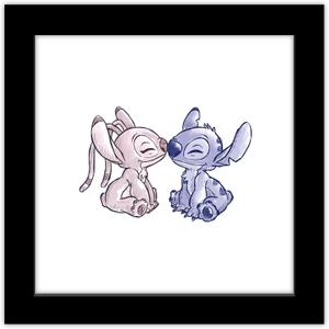 Trends International Gallery Pops Disney Lilo & Stitch - Angel and Stitch Color Sketch Wall Art Wall Poster, 12" x 12", Black Framed Version
