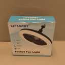 Socket Fan Light with Remote Control, 3 Colors 3000K-6500K Dimmable LED Light Bulb Fan Screw in Ceiling Fan for Bedroom, Kitchen, Storage Room, Closet, Wireless Small Ceiling Fans with Lights - White