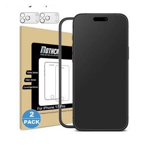Mothca 2 Pack Matte Glass Screen Protector for iPhone 17 Pro [6.3 inch] + 2 Pack Camera Lens Protector, Anti-Glare & Anti-Fingerprint Tempered Glass (Not Privacy Film) Bubble Free, Smooth as Silk