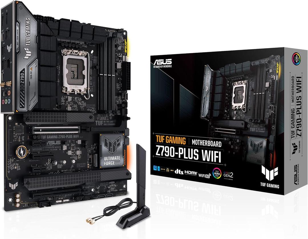 ASUS TUF GAMING Z790-PLUS WIFI 6E Motherboard Intel Z790 LGA 1700 ATX (PCIe 5.0, Four M.2, 16+1 DrMOS, DDR5, 2.5 Gb Ethernet, USB 3.1 Gen 2 x 2 Type C, Thunderbolt (USB4), Aura Sync, AEMP II)