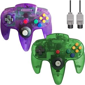 ZeroStory Classic N64 Controller, Wired N64 Controller Upgraded Joystick for N64 Video Game Console (Transparent Green and Transparent Purple)