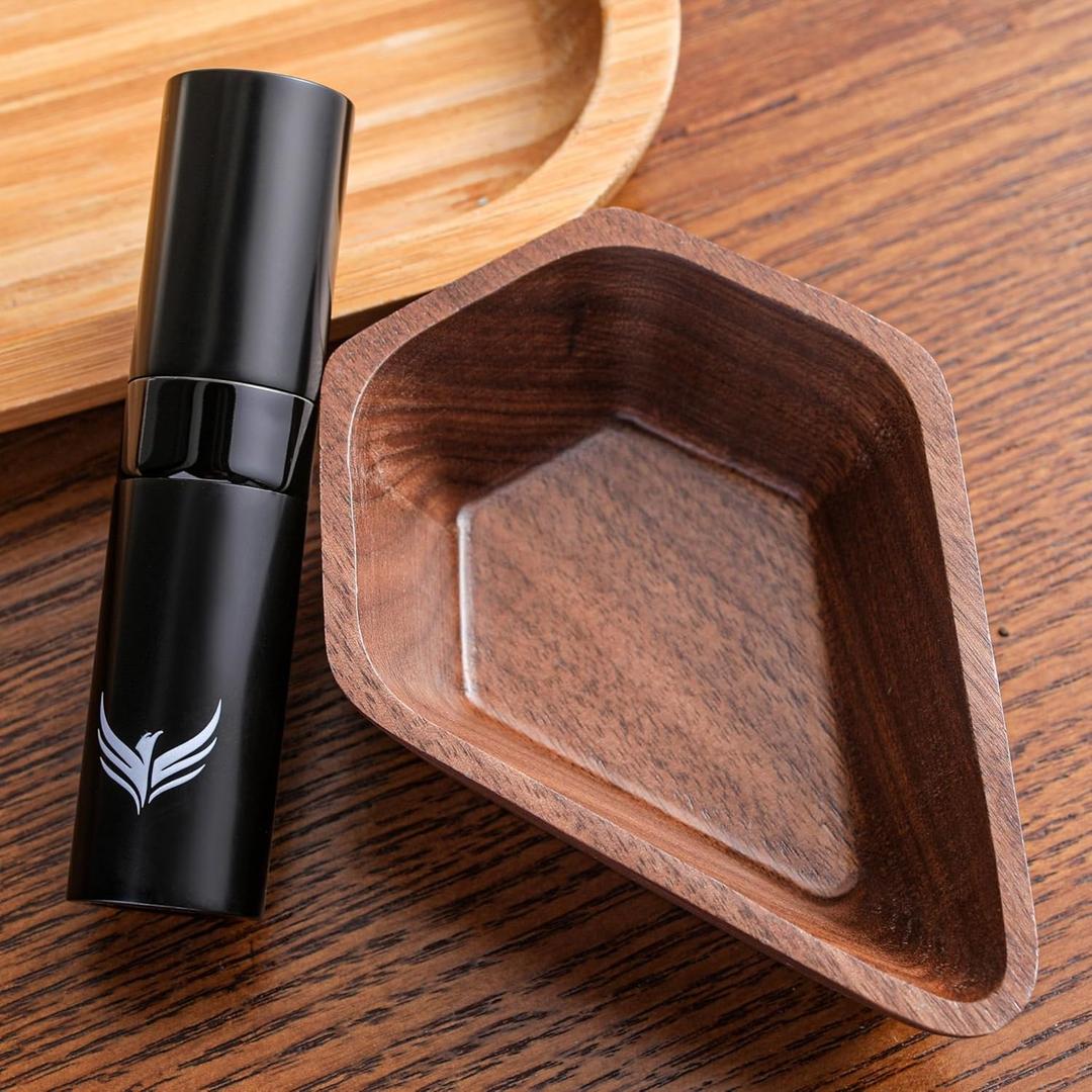 Walnut Coffee Bean Dosing Cup and RDT Coffee Spritzer Gift Set Coffee Bar Accessories Wooden Dosing Vessel Single Dose Coffee Measuring Tray Kit