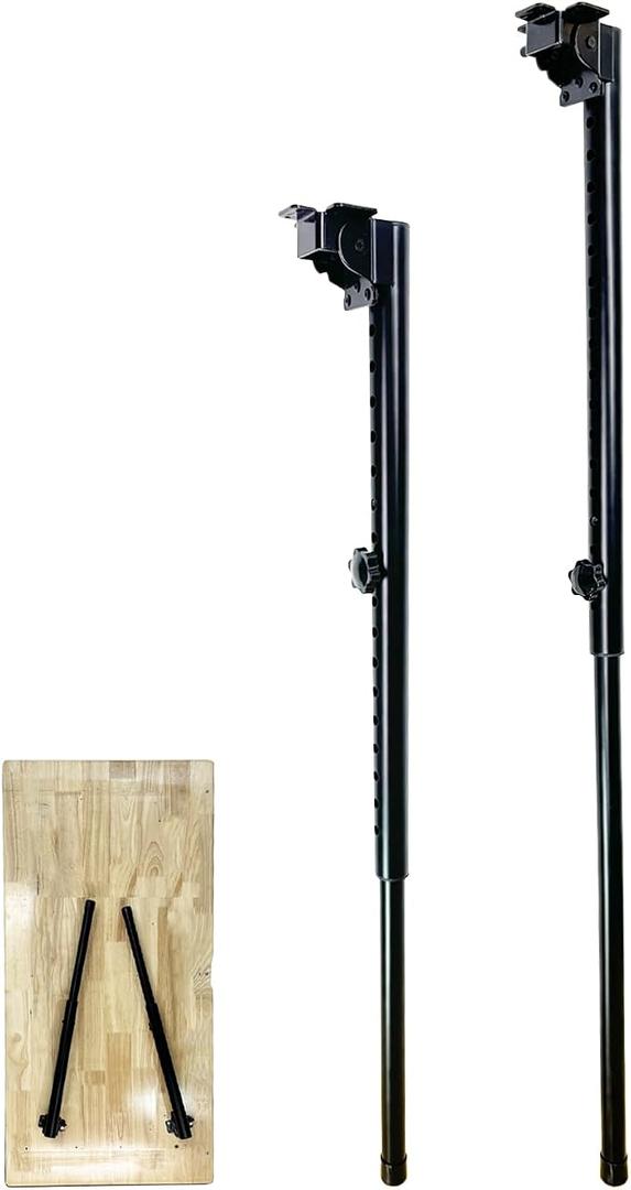 2 x Benbuoo Folding Adjustable Table Legs 27 to 41 inch, Metal Telescopic Storage Desk Legs for Outdoor Camper, RV, Coffee Dinner Table, Tabletops, Kitchen, DIY Bar Desk, Tablesaw, 2pcs Black