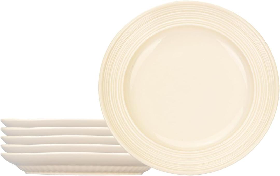 10 Inch Ceramic Dinner Plates - Set of 6, Spiral Pattern Series, Matte Glazed Dinner Plates for Kitchen or Entertaining, Microwave & Dishwasher Safe