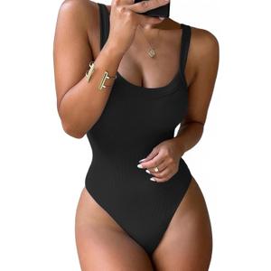 Suspenders Bodysuit Women Sexy Tops Summer Sleeveless Woman Clothes One-pieces Off Shoulder Jumpsuits For Womens (Small, Black)