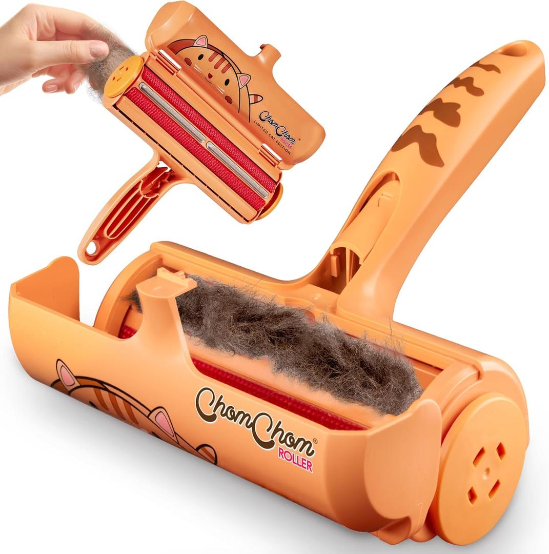 ChomChom Roller Pet Hair Remover and Reusable Lint Roller - Cat and Dog Hair Remover for Furniture, Couch, Carpet, Clothing and Bedding - Portable, Multi-Surface Fur Removal Tool