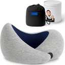 Ostrichpillow Go Neck Pillow, Travel Pillows for Airplanes, Premium Memory Foam Travel Pillow, 360 Ergonomic Design, Asymmetrical Sides, Travel Bag Included, Washable Modal Cover (Onesize, Deep Blue)