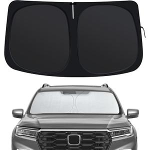 Windshield Sun Shade for Honda Pilot 2016-2025, Front Window Shades Custom Fit for Pilot, Foldable Car Sun Shield with Steering Wheel Sunshade to Block UV Keep Car Cool