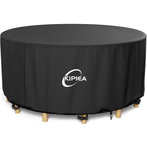 Kipiea Round Patio Table cover Waterproof, Heavy-Duty Round Patio Furniture Covers, No Tears Anti UV No Fading (62" Dia x 36" H)