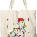 Dlzdn Christmas Goose Tote Bag Winter Reusable Shopping Grocery Bag Beach Bag Birthday Gifts for Women Teacher