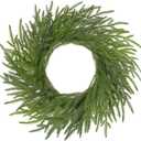 Hollyone Real Touch Norfolk Pine Wreath 16 inch for Front Door Small Winter Pine Faux Plant Greenery Mini Christmas Wreath for Mantle Window Wall Xmas Decor Indoor Outdoor Outside Christmas Decoration