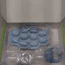 Silicone Baby Fruit Food Feeder, 2 Pack Freezer Tray with lid for Batch Prep,Introduce New Foods, Breastmilk Popsicle Molds, Silicone Teething Toys, Includes 6 Extra Food Pacifier (Blue and Grey)