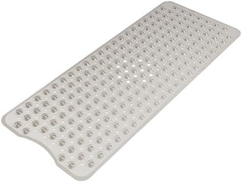AmazerBath Shower Mat Non Slip 40 x 16 Inches, Shower Stall Mats with Suction Cups and Drain Holes, Non Slip Bath Mat for Tub for Elderly & Kids, Clear Gray