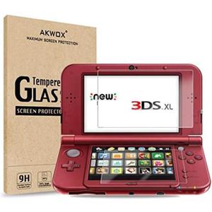 AKWOX (2 in 1) Tempered Glass Screen Protector + HD Clear Crystal PET Screen Protective Filter Compatible with 3DS XL/New 3DS XL