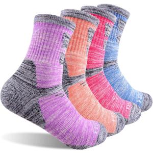 FEIDEER Women's Hiking Walking Running Socks, Multi-Pack Outdoor Recreation Socks Wicking Cushion Crew Socks (M)