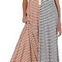 CHARTOU Loose Striped Wide Leg Jumpsuit for Women Summer Romper Flowy Pants Comfy Sleeveless Button Baggy Overalls, X-Large, Grey