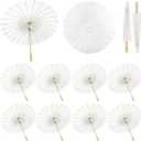 HOOMUU 12 Pcs Parasol Umbrella 33 Inches Paper Umbrellas for Wedding Chinese Japanese Umbrellas DIY Oiled Painting Craft Decorative for Party Decor Outdoor Photography Props, 12 Pack