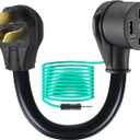 Kanayu 1.5ft 3 Prong to 4 Prong Dryer Adapter Cord, Compatible with Nema 10-50p Male to 14-30r Female, 50amp to 30amp Adapter Cord with Ground Wire for Old Style Dryer/range to Dryer, Stw 10 Awg (Black)