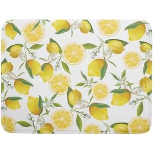Lvhompro Lemon Dish Drying Mat for Kitchen Counter Spring Summer Microfiber Absorbent Dish Draining Reusable Washable Foldable Extra Large 17,5"x27"