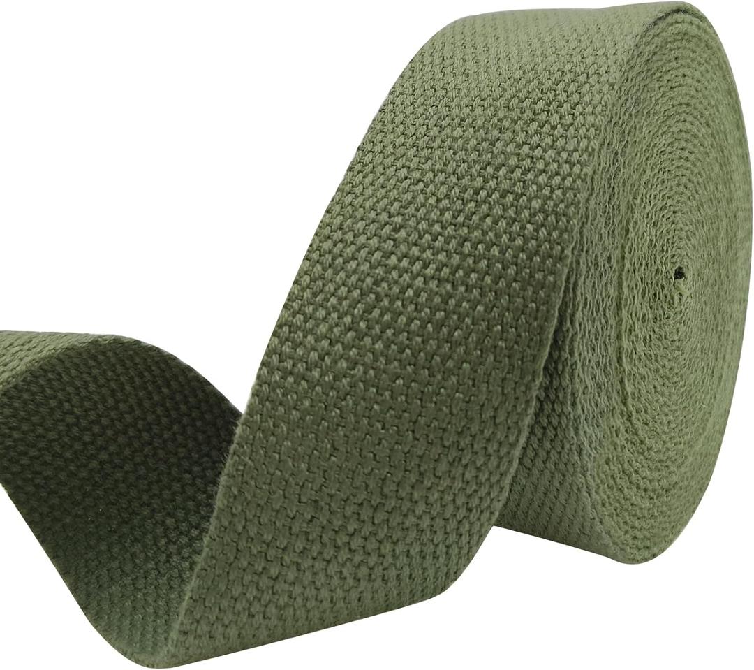 1.5 inch Cotton Webbing Braid Handles Bag Strap 15ft High Density Webbing Plain Weave Straps for Cloth Tote Bag, Pet Collars, DIY Projects, Crafts, Outdoor Accessories (Olive 538)