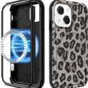 for iPhone 15 Plus Case, for iPhone 14 Plus Case - Compatible with MagSafe Women Girls Cute Magnetic Protective Phone Cover Cool Leopard Fashion Heavy Duty Shockproof Cover 6.7 Inch