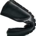 DeYashopin Women's Loafer Shoes Leisure Slip On Work Shoes Comfort Walking Flats (10 Wide, Black Leather)