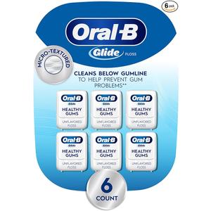 OralB Glide Healthy gums, unflavored floss 50M (Pack of 6)