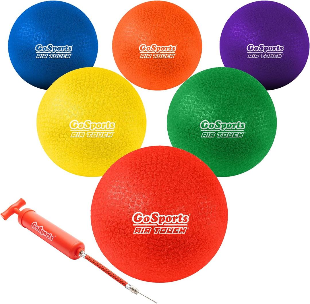 GoSports Playground Balls for Kids - Choose 8.5 or 10 Sizes - Heavy Duty Set of 6 with Carry Bag and Ball Pump